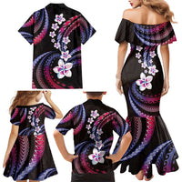 Hawaii Plumeria Family Matching Mermaid Dress and Hawaiian Shirt Sweet Gradient Polynesian Pattern