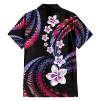 Hawaii Plumeria Family Matching Off The Shoulder Long Sleeve Dress and Hawaiian Shirt Sweet Gradient Polynesian Pattern