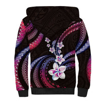 Hawaii Plumeria Sherpa Hoodie Sweet Gradient Polynesian Pattern