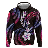 Hawaii Plumeria Zip Hoodie Sweet Gradient Polynesian Pattern