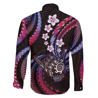 Hawaii Shaka Sign Family Matching Off The Shoulder Long Sleeve Dress and Hawaiian Shirt Fantastic Frangipani Sweet Vibes