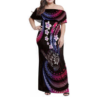 Hawaii Shaka Sign Family Matching Off Shoulder Maxi Dress and Hawaiian Shirt Fantastic Frangipani Sweet Vibes