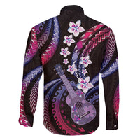 Hawaiian Ukulele Family Matching Off The Shoulder Long Sleeve Dress and Hawaiian Shirt Sweet Dream Fantastic Plumeria