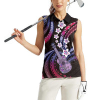Hawaiian Ukulele Women Sleeveless Polo Shirt Sweet Dream Fantastic Plumeria