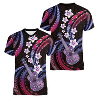 Hawaiian Ukulele Women V-Neck T-Shirt Sweet Dream Fantastic Plumeria