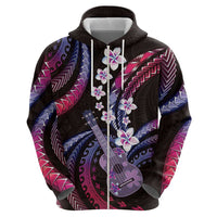 Hawaiian Ukulele Zip Hoodie Sweet Dream Fantastic Plumeria