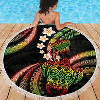 Hawaii Turtles Plumeria Beach Blanket Reggae Polynesian Pattern
