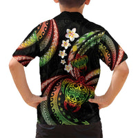 Hawaii Turtles Plumeria Family Matching Off Shoulder Maxi Dress and Hawaiian Shirt Reggae Polynesian Pattern