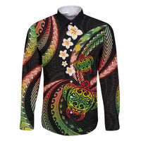 Hawaii Turtles Plumeria Family Matching Off Shoulder Maxi Dress and Hawaiian Shirt Reggae Polynesian Pattern
