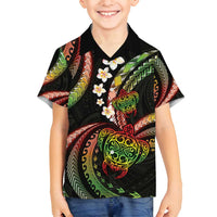 Hawaii Turtles Plumeria Family Matching Off Shoulder Maxi Dress and Hawaiian Shirt Reggae Polynesian Pattern