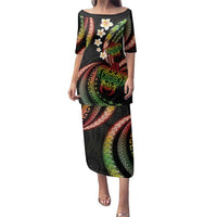 Hawaii Turtles Plumeria Family Matching Puletasi and Hawaiian Shirt Reggae Polynesian Pattern