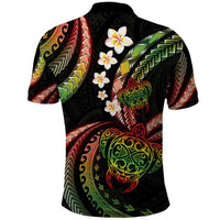 Hawaii Turtles Plumeria Polo Shirt Reggae Polynesian Pattern