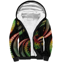 Hawaii Turtles Plumeria Sherpa Hoodie Reggae Polynesian Pattern
