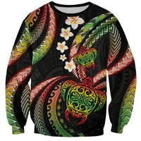 Hawaii Turtles Plumeria Sweatshirt Reggae Polynesian Pattern