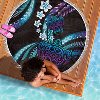 Hawaii Turtles Plumeria Beach Blanket Amethyst Gradient Polynesian Pattern