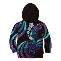 Hawaii Turtles Plumeria Kid Hoodie Amethyst Gradient Polynesian Pattern