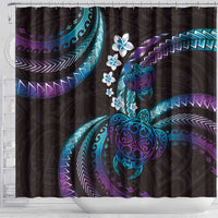 Hawaii Turtles Plumeria Shower Curtain Amethyst Gradient Polynesian Pattern