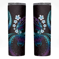 Hawaii Turtles Plumeria Skinny Tumbler Amethyst Gradient Polynesian Pattern