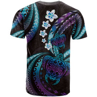 Hawaii Turtles Plumeria T Shirt Amethyst Gradient Polynesian Pattern