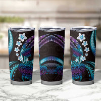 Hawaii Turtles Plumeria Tumbler Cup Amethyst Gradient Polynesian Pattern