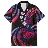 Hawaii Turtles Plumeria Family Matching Long Sleeve Bodycon Dress and Hawaiian Shirt Sweet Gradient Polynesian Pattern