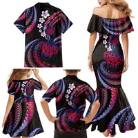 Hawaii Turtles Plumeria Family Matching Mermaid Dress and Hawaiian Shirt Sweet Gradient Polynesian Pattern