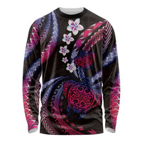 Hawaii Turtles Plumeria Long Sleeve Shirt Sweet Gradient Polynesian Pattern