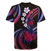 Hawaii Turtles Plumeria Rugby Jersey Sweet Gradient Polynesian Pattern