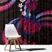 Hawaii Turtles Plumeria Window Curtain Sweet Gradient Polynesian Pattern