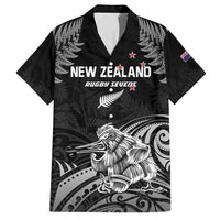 Custom New Zealand 2024 Rugby Family Matching Long Sleeve Bodycon Dress and Hawaiian Shirt Silver Fern Aotearoa Kiwi LT01 Dad's Shirt - Short Sleeve Black - Polynesian Pride