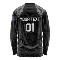 Custom New Zealand 2024 Rugby Long Sleeve Shirt Silver Fern Aotearoa Kiwi