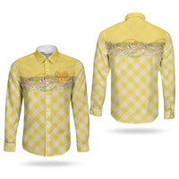 Hawaii Palaka Pikake Lokelani Plumeria Couples Matching Off The Shoulder Long Sleeve Dress and Long Sleeve Button Shirt Melemele Coquette Bow LT01 - Polynesian Pride