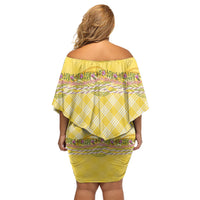 Hawaii Palaka Pikake Lokelani Plumeria Family Matching Off Shoulder Short Dress and Hawaiian Shirt Melemele Coquette Bow LT01 - Polynesian Pride