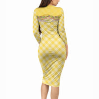 Hawaii Palaka Pikake Lokelani Plumeria Long Sleeve Bodycon Dress Melemele Coquette Bow LT01 - Polynesian Pride