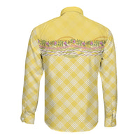 Hawaii Palaka Pikake Lokelani Plumeria Long Sleeve Button Shirt Melemele Coquette Bow LT01 - Polynesian Pride