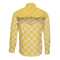 Hawaii Palaka Pikake Lokelani Plumeria Long Sleeve Button Shirt Melemele Coquette Bow