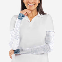 Samoa Siapo Blue Trimmed Arm Sleeves Samoa White Sunday - Polynesian Pride