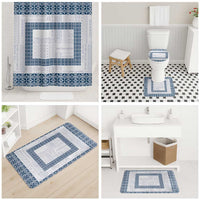 Samoa Siapo Blue Trimmed Bathroom Set Samoa White Sunday - Polynesian Pride