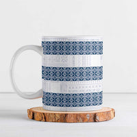 Samoa Siapo Blue Trimmed Ceramic Mug Samoa White Sunday - Polynesian Pride