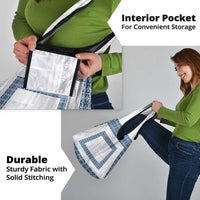 Samoa Siapo Blue Trimmed Grocery Bag Samoa White Sunday - Polynesian Pride