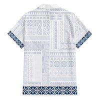Samoa Siapo Blue Trimmed Hawaiian Shirt Samoa White Sunday - Polynesian Pride