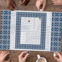 Samoa Siapo Blue Trimmed Puzzle Samoa White Sunday - Polynesian Pride