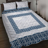 Samoa Siapo Blue Trimmed Quilt Bed Set Samoa White Sunday - Polynesian Pride