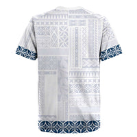 Samoa Siapo Blue Trimmed Rugby Jersey Samoa White Sunday - Polynesian Pride