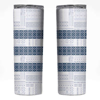 Samoa Siapo Blue Trimmed Skinny Tumbler Samoa White Sunday - Polynesian Pride