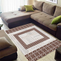 Samoa Siapo Brown Trimmed Area Rug Samoa White Sunday - Polynesian Pride