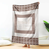 Samoa Siapo Brown Trimmed Blanket Samoa White Sunday LT01 - Polynesian Pride