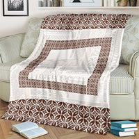 Samoa Siapo Brown Trimmed Blanket Samoa White Sunday LT01 - Polynesian Pride