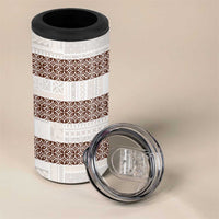 Samoa Siapo Brown Trimmed 4 in 1 Can Cooler Tumbler Samoa White Sunday - Polynesian Pride