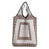 Samoa Siapo Brown Trimmed Grocery Bag Samoa White Sunday - Polynesian Pride